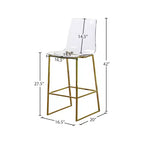 Meridian Furniture, Taburete Lumen de metal dorado/policarbonato de lucita