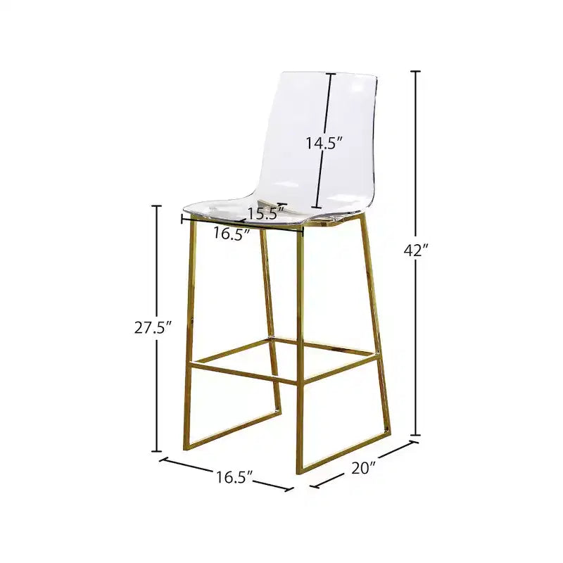 Meridian Furniture, Taburete Lumen de metal dorado/policarbonato de lucita
