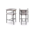 Meridian Furniture,Malin Taupe Linen Textured Fabric Counter Stool, Set of 2