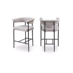 Meridian Furniture,Malin Taupe Linen Textured Fabric Counter Stool, Set of 2