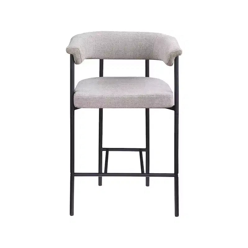 Meridian Furniture, Taburete de mostrador Malin de tela texturizada de lino color topo, juego de 2