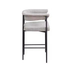 Meridian Furniture, Taburete de mostrador Malin de tela texturizada de lino color topo, juego de 2
