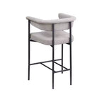 Meridian Furniture, Taburete de mostrador Malin de tela texturizada de lino color topo, juego de 2