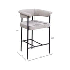 Meridian Furniture, Taburete de mostrador Malin de tela texturizada de lino color topo, juego de 2