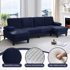 Sofá Seccional Mjkone 110 en Forma de U, Sofá Grande de 4 Plazas Tapizado en Chenilla con Doble Chaise Longue y Reposabrazos Reclinables