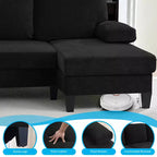 Sofá Seccional Mjkone 110 en Forma de U, Sofá Grande de 4 Plazas Tapizado en Chenilla con Doble Chaise Longue y Reposabrazos Reclinables