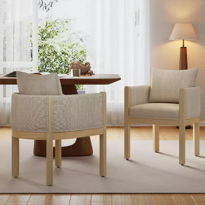 Christopher Knight Home Diana - Sillones modernos de lino tapizados con madera de caucho (juego de 2)