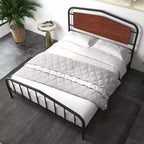 Full Size Bed Frame, with Wooden Headboard and Footboard, Metal Platform Bed Frame, Large Under Bed Storage, Noise Free, No Box Spring Needed