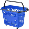 VEVOR Shopping Baskets, 6PCS, 39L Shopping Carts with Handles, Plastic Rolling Shopping Basket with Wheels, Large Portable Shopping Basket Set, Blue