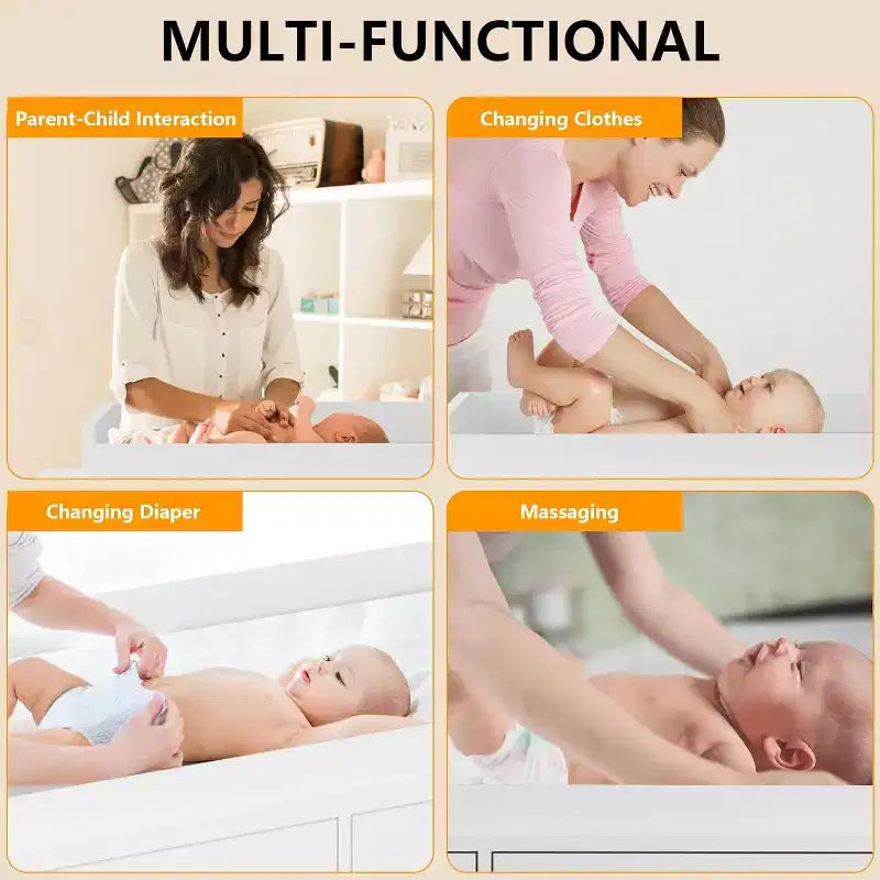 Cómoda de dormitorio con 6 cajones, cómoda cambiador, almohadilla suave y tapa extraíble, cómoda para bebé con tapa cambiador para guardería, blanca