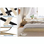 Estructura de cama de plataforma de madera tamaño Twin - Estructura de cama de madera sin cabecera, soporte de listones de madera, no necesita somier, fácil montaje