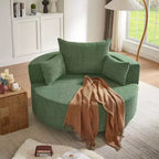 Sillón decorativo giratorio 360°, sillón de barril giratorio redondo con 3 almohadas extraíbles para sala de estar, dormitorio, oficina y hotel, verde