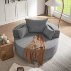 Sillón decorativo giratorio 360°, sillón de barril giratorio redondo con 3 almohadas extraíbles para sala de estar, dormitorio, oficina y hotel, verde