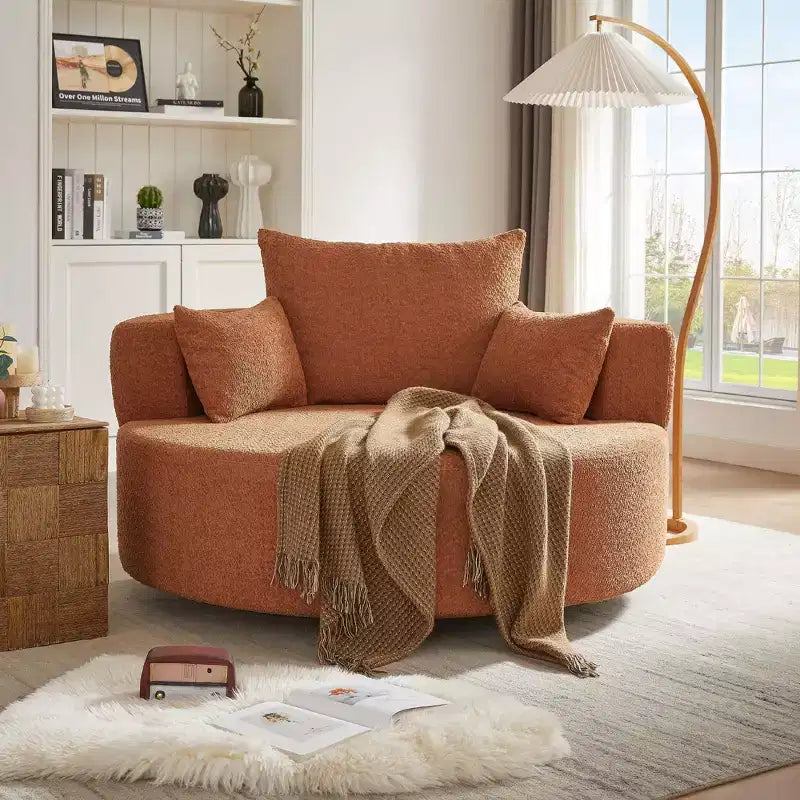 Sillón decorativo giratorio 360°, sillón de barril giratorio redondo con 3 almohadas extraíbles para sala de estar, dormitorio, oficina y hotel, verde