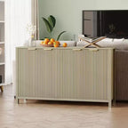 Aparador acanalado de 55" con almacenamiento, mesa de café de madera con estantes ajustables, mesa consola para entrada, aparador moderno para sala de estar