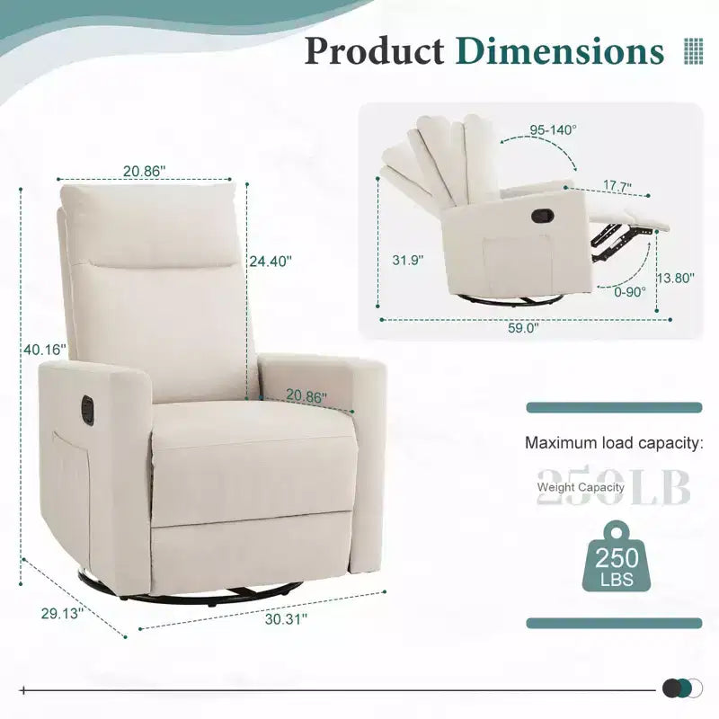 MAYEERTY Sillón decorativo - Sillón giratorio de chenilla 360 con cojín lumbar