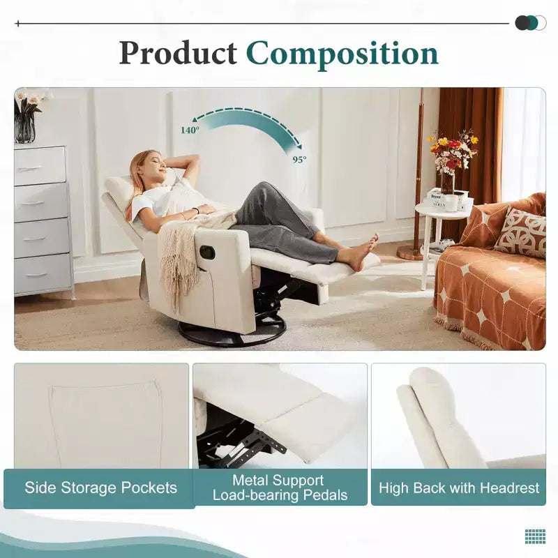 MAYEERTY Sillón decorativo - Sillón giratorio de chenilla 360 con cojín lumbar