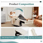 MAYEERTY Sillón decorativo - Sillón giratorio de chenilla 360 con cojín lumbar