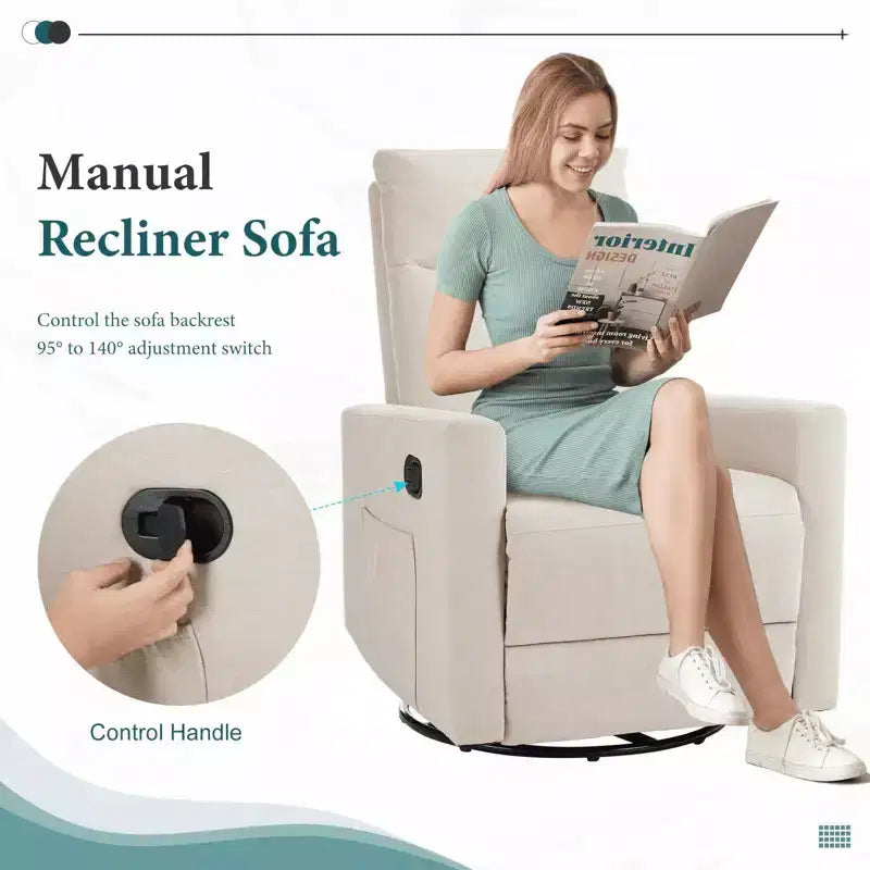 MAYEERTY Sillón decorativo - Sillón giratorio de chenilla 360 con cojín lumbar