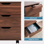PexFix Gabinete de Archivo Vertical de 3 Cajones, Móvil de Madera con Ruedas para Debajo del Escritorio para Oficina en Casa