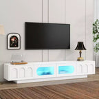 Mueble de TV o televisor CLIHOME para centros de entretenimiento de hasta 95'', consola multimedia funcional con puertas de gabinete arqueadas