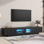 Mueble de TV o televisor CLIHOME para centros de entretenimiento de hasta 95'', consola multimedia funcional con puertas de gabinete arqueadas