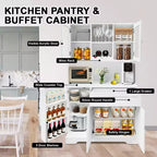 67.9 Mueble de despensa alto para cocina, armario de almacenamiento independiente con cajón, mueble de cocina con soporte para microondas, mueble de bar de café