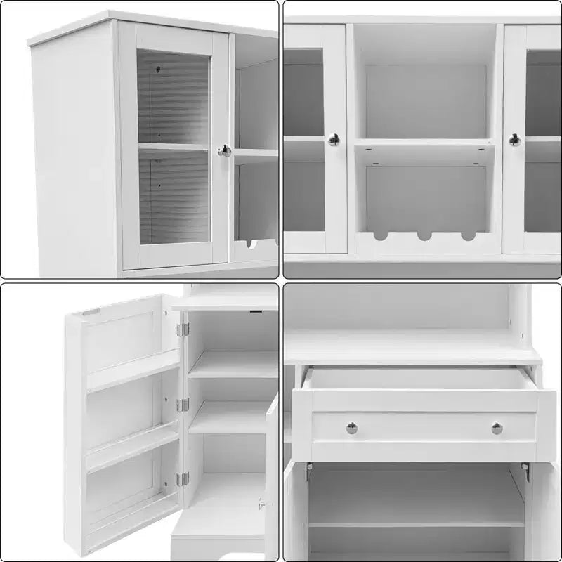 67.9 Mueble de despensa alto para cocina, armario de almacenamiento independiente con cajón, mueble de cocina con soporte para microondas, mueble de bar de café