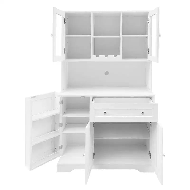 67.9 Mueble de despensa alto para cocina, armario de almacenamiento independiente con cajón, mueble de cocina con soporte para microondas, mueble de bar de café