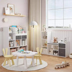 GustoWave Estantería Infantil 44.1in Ancho Almacenamiento de Juguetes Organizador Librería Blanca Cojín de Asiento Banco de Almacenamiento de Madera de 6 Cubículos 2 Cajones Estante Armario para Niños Pequeños