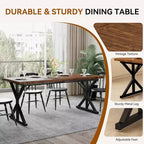 Mesa de comedor Dyonery Farmhouse para 6-8 personas, 70.8 pulgadas, rectangular, de madera, Nogal/Negro