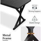 Mesa de comedor Dyonery Farmhouse para 6-8 personas, 70.8 pulgadas, rectangular, de madera, Nogal/Negro