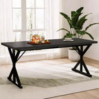 Mesa de comedor Dyonery Farmhouse para 6-8 personas, 70.8 pulgadas, rectangular, de madera, Nogal/Negro