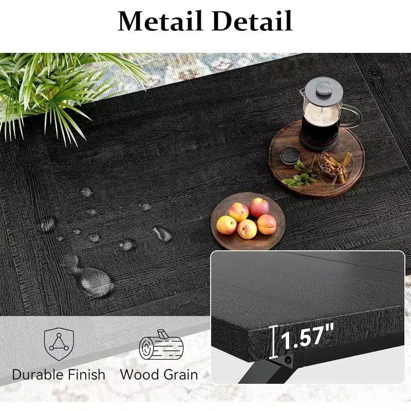 Mesa de comedor Dyonery Farmhouse para 6-8 personas, 70.8 pulgadas, rectangular, de madera, Nogal/Negro
