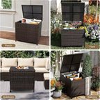 Caja de almacenamiento para exteriores Acekool de 80 galones con tapa con cerradura, impermeable y resistente a los rayos UV, ruedas y asas para patio, jardín, almacenamiento junto a la piscina