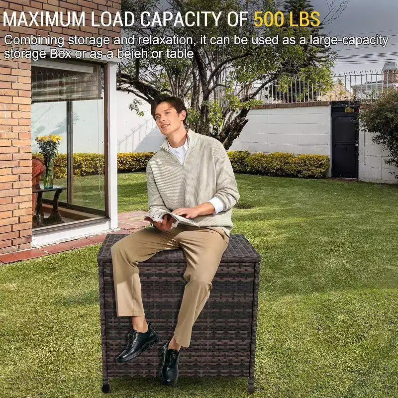 Caja de almacenamiento para exteriores Acekool de 80 galones con tapa con cerradura, impermeable y resistente a los rayos UV, ruedas y asas para patio, jardín, almacenamiento junto a la piscina