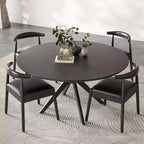 PexFix 47.2 Mesa de comedor redonda de madera maciza para 4-6 personas, mesas de comedor modernas de estilo rústico para cocina, comedor, restaurante, negro