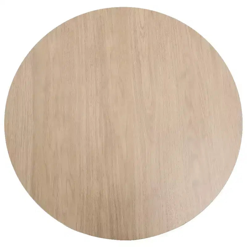 Mesa de comedor redonda LeisureMod Bristol de 27 pulgadas con cubierta de piedra sinterizada y base de pedestal de acero color cerezo para cocina y comedor modernos