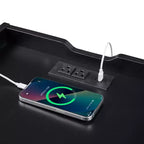 Mesita de Noche Moderna Whisen con 2 Cajones, Luces LED y Puertos de Carga, Gran Almacenamiento