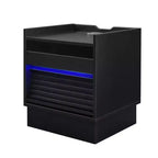 Mesita de Noche Moderna Whisen con 2 Cajones, Luces LED y Puertos de Carga, Gran Almacenamiento