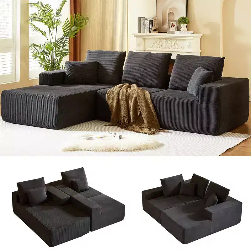 Sofá modular Whisen con chaise longue, sofá tipo nube en forma de L, no requiere montaje