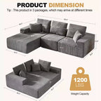 Sofá modular Whisen con chaise longue, sofá tipo nube en forma de L, no requiere montaje