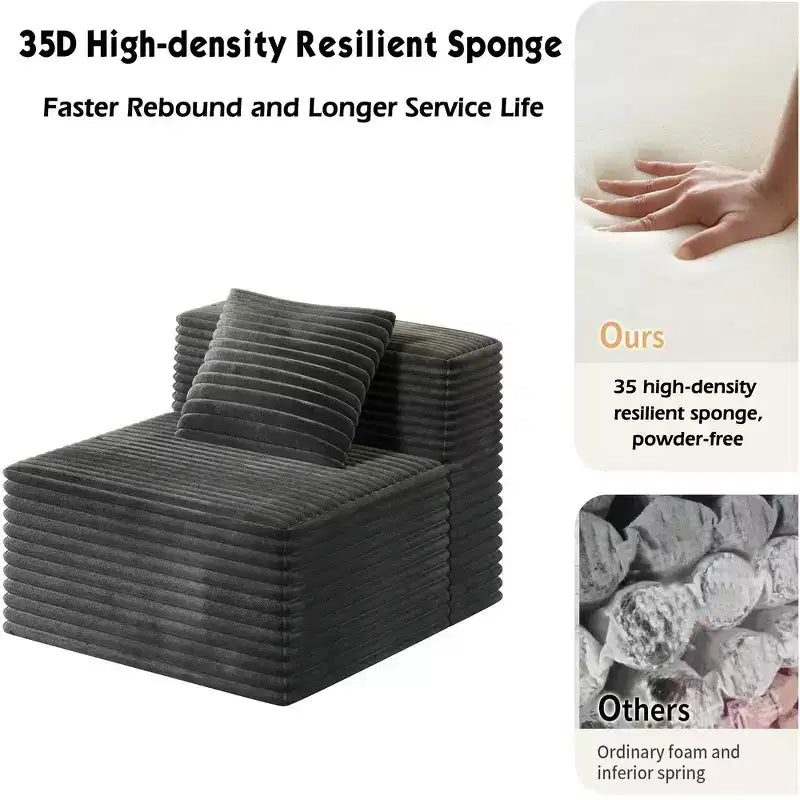 Sofá modular Whisen con chaise longue, sofá tipo nube en forma de L, no requiere montaje