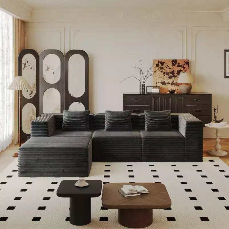 Sofá modular Whisen con chaise longue, sofá tipo nube en forma de L, no requiere montaje