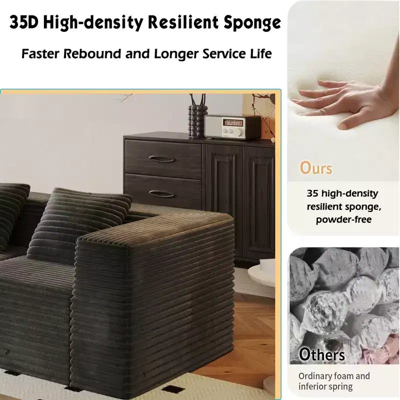 Sofá modular Whisen con chaise longue, sofá tipo nube en forma de L, no requiere montaje