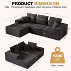 Sofá modular Whisen con chaise longue, sofá tipo nube en forma de L, no requiere montaje