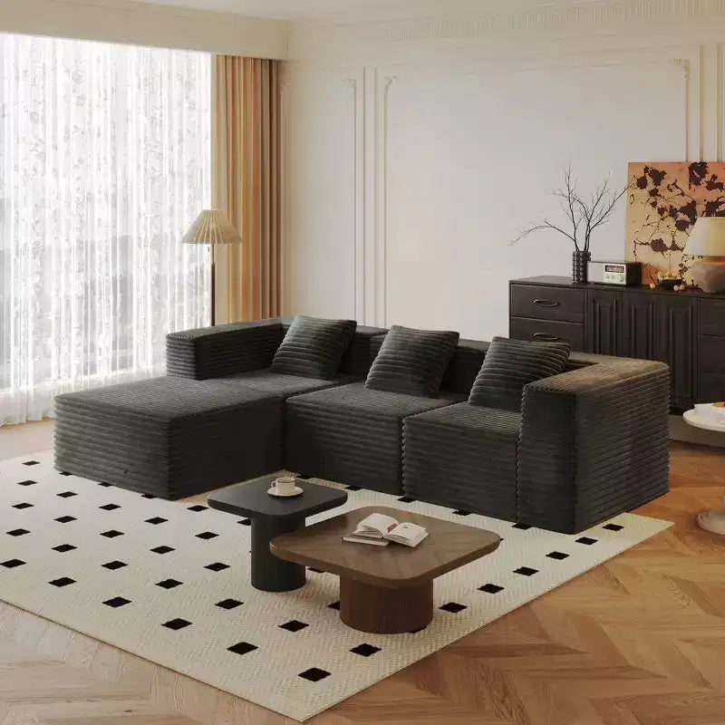 Sofá modular Whisen con chaise longue, sofá tipo nube en forma de L, no requiere montaje