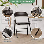 Sillas Plegables Paquete de 4 - Sillas de Camping de Alta Resistencia con Capacidad de 158 kg, Asiento Acolchado y Respaldo para Uso en Interiores/Exteriores