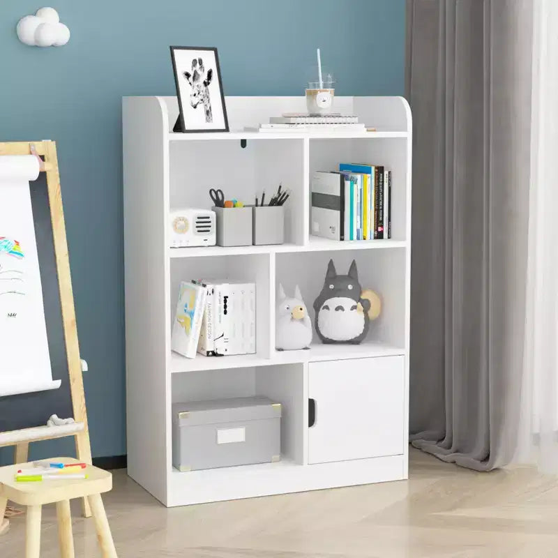 Estantería infantil, librería con 6 compartimentos, estanterías independientes y organizador de cubos, para dormitorio, sala de estar, oficina, armario, escuela, en blanco