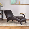 GDFStudio Hobart Contemporary Bonded Leather Chaise Lounge with Curved Ergonomic Design and Birch Wood Legs